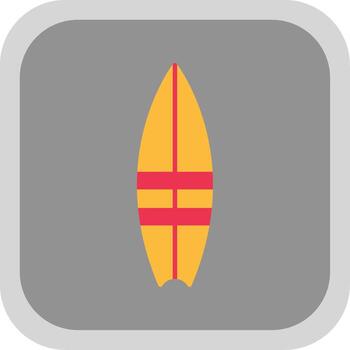 Surfboard Flat Round Corner Icon vector