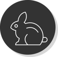 Rabbit Line Grey Circle Icon vector