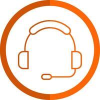 Headset Line Orange Circle Icon vector