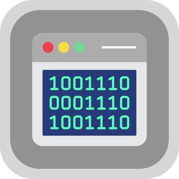 binario código plano redondo esquina icono vector