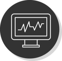 cardíaco monitor línea gris circulo icono vector