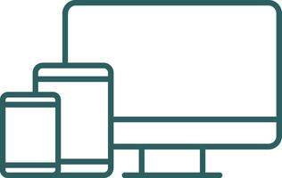 Responsive Design Line Gradient Round Corner Icon vector