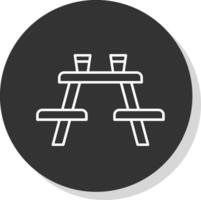 Picnic Table Line Grey Circle Icon vector
