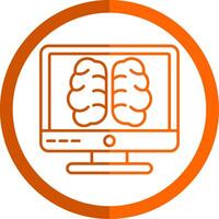 brain Line Orange Circle Icon vector