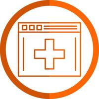 médico aplicación línea naranja circulo icono vector