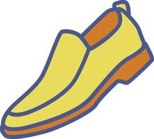 a yellow shoe with a blue sole vector