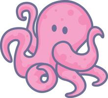 un pulpo con un rosado cuerpo y tentáculos vector
