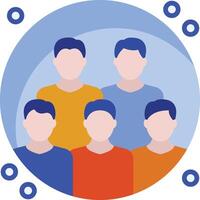 a group of people in a circle with circles around them vector