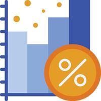 a bar chart with a percentage sign and a circle vector