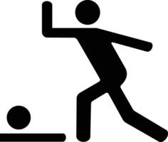 un negro y blanco silueta de un hombre lanzamiento un pelota vector