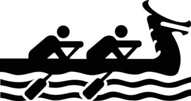 a black and white image of two people in a boat vector