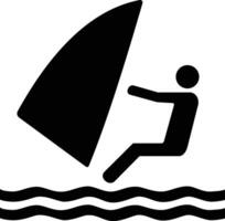 a black and white silhouette of a person on a sailboat vector