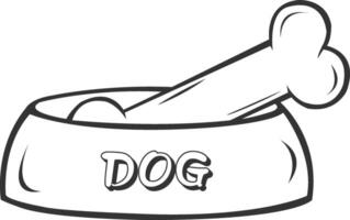 dog bone in a bowl coloring page vector