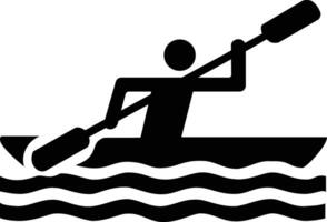 a black and white image of a man in a kayak vector