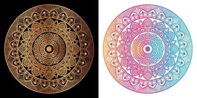 golden mandala design with a black background vector