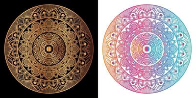 golden mandala design with a black background vector