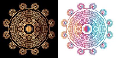 golden mandala design with a black background vector
