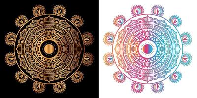 golden mandala design with a black background vector