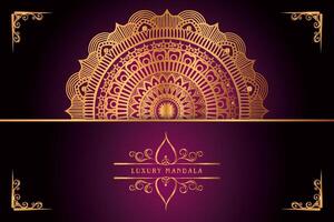 golden mandala design with gradients background vector