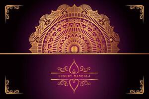 golden mandala design with gradients background vector