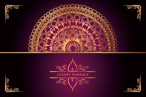 golden mandala design with gradients background vector