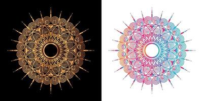 golden mandala design with a black background vector
