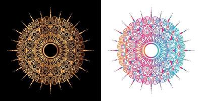 golden mandala design with a black background vector