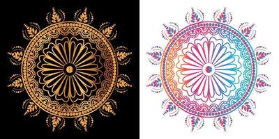golden mandala design with a black background vector