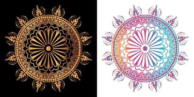 golden mandala design with a black background vector