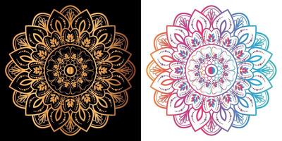 golden mandala design with a black background vector