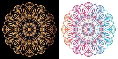 golden mandala design with a black background vector