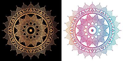 golden mandala design with a black background vector
