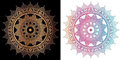 golden mandala design with a black background vector