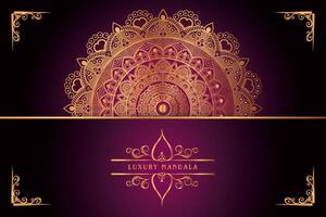 golden mandala design with gradients background vector