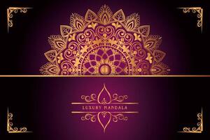 golden mandala design with gradients background vector