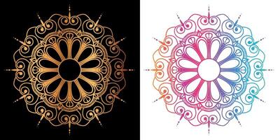 golden mandala design with a black background vector
