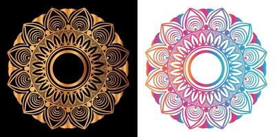 golden mandala design with a black background vector