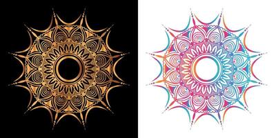 golden mandala design with a black background vector
