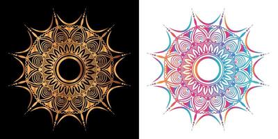 golden mandala design with a black background vector