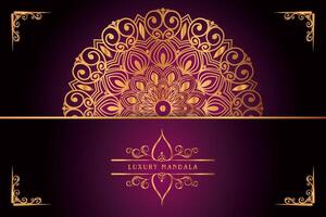 golden mandala design with gradients background vector