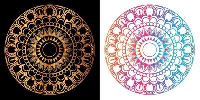 golden mandala design with a black background vector