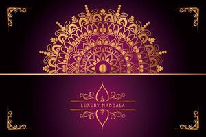 golden mandala design with gradients background vector