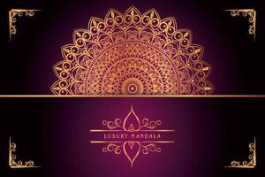 golden mandala design with gradients background vector