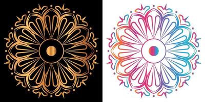 golden mandala design with a black background vector