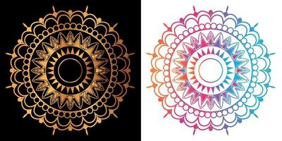 golden mandala design with a black background vector