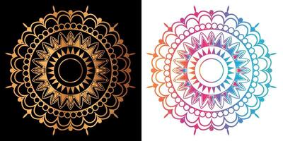 golden mandala design with a black background vector