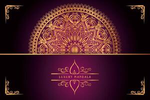 golden mandala design with gradients background vector