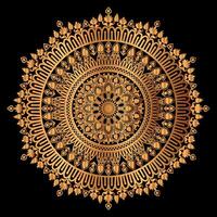 golden mandala design with a black background vector
