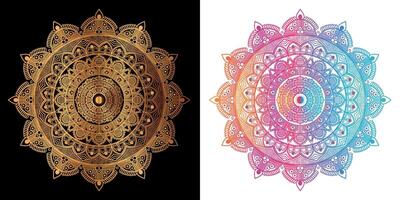 golden mandala design with a black background vector