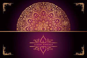 golden mandala design with gradients background vector